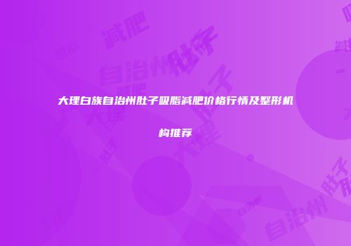 大理白族自治州肚子吸脂减肥价格行情及整形机构推荐