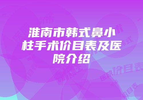 淮南市韩式鼻小柱手术价目表及医院介绍