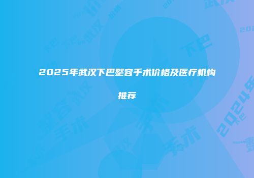 2025年武汉下巴整容手术价格及医疗机构推荐
