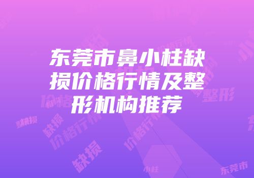 东莞市鼻小柱缺损价格行情及整形机构推荐
