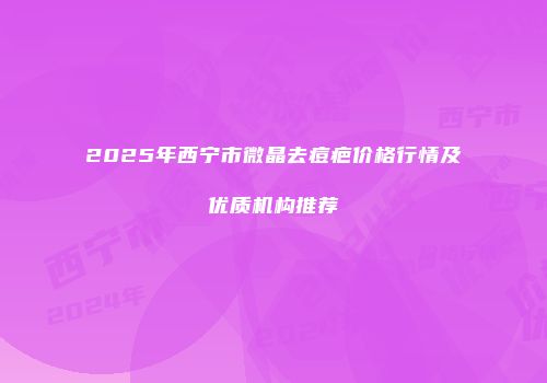 2025年西宁市微晶去痘疤价格行情及优质机构推荐