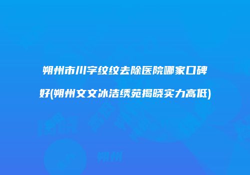 朔州市川字纹纹去除医院哪家口碑好(朔州文文冰洁绣苑揭晓实力高低)