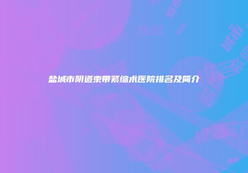 盐城市阴道束带紧缩术医院排名及简介