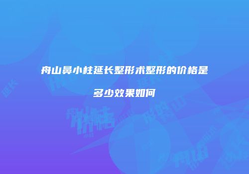 舟山鼻小柱延长整形术整形的价格是多少效果如何