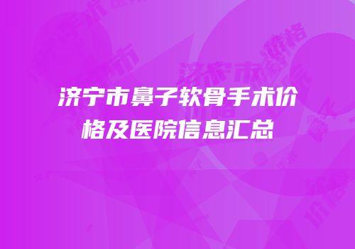 济宁市鼻子软骨手术价格及医院信息汇总