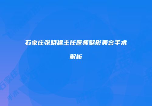 石家庄张晓建主任医师整形美容手术解析