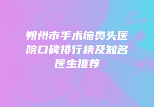 朔州市手术缩鼻头医院口碑排行榜及知名医生推荐