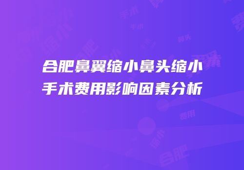 合肥鼻翼缩小鼻头缩小手术费用影响因素分析