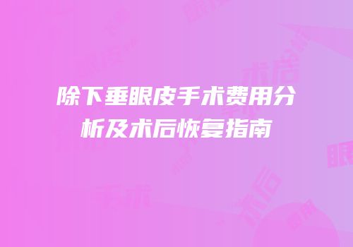 除下垂眼皮手术费用分析及术后恢复指南