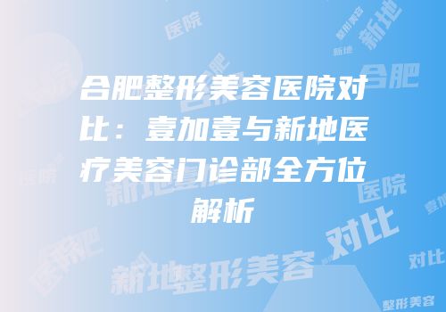 合肥整形美容医院对比：壹加壹与新地医疗美容门诊部全方位解析