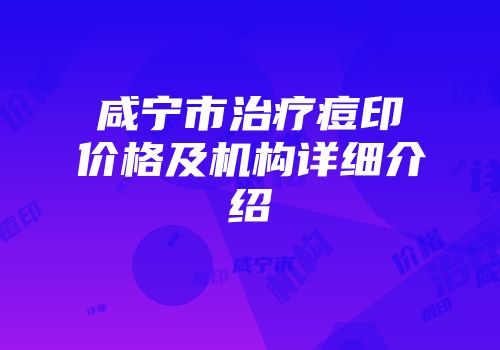 咸宁市治疗痘印价格及机构详细介绍
