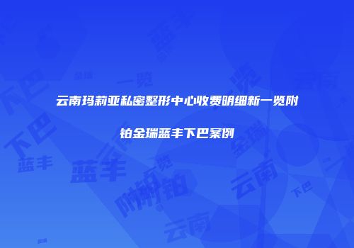 云南玛莉亚私密整形中心收费明细新一览附铂金瑞蓝丰下巴案例