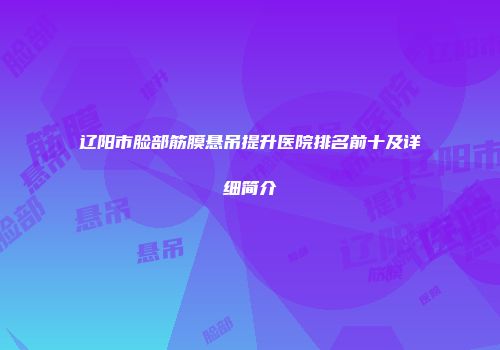 辽阳市脸部筋膜悬吊提升医院排名前十及详细简介