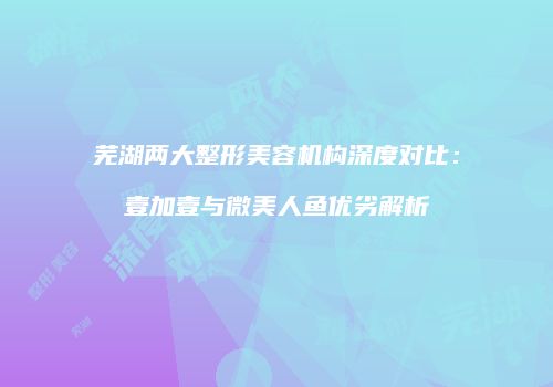 芜湖两大整形美容机构深度对比：壹加壹与微美人鱼优劣解析
