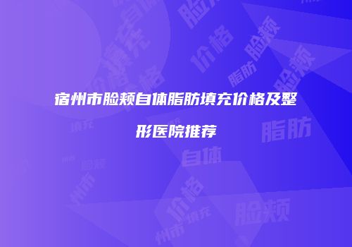 宿州市脸颊自体脂肪填充价格及整形医院推荐