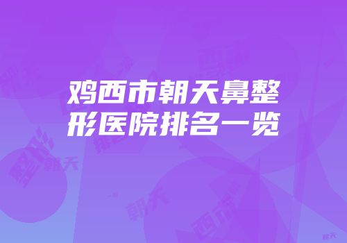 鸡西市朝天鼻整形医院排名一览