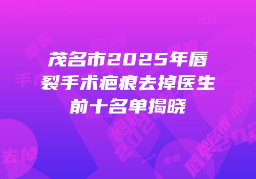 茂名市2025年唇裂手术疤痕去掉医生前十名单揭晓