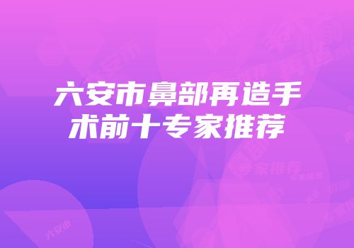 六安市鼻部再造手术前十专家推荐