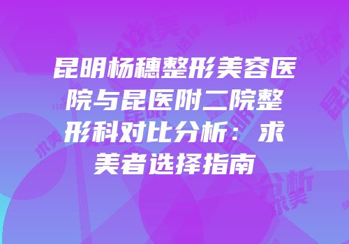 昆明杨穗整形美容医院与昆医附二院整形科对比分析：求美者选择指南