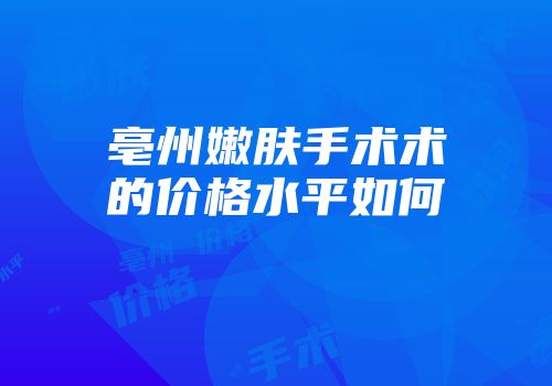 亳州嫩肤手术术的价格水平如何