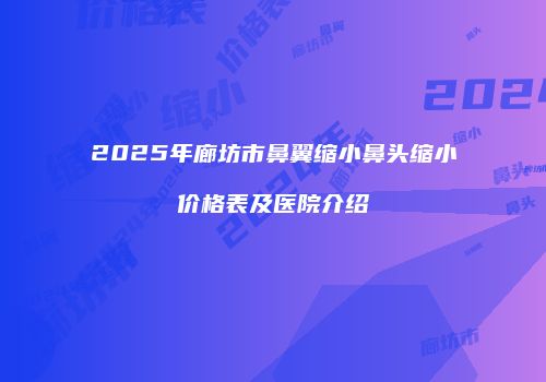 2025年廊坊市鼻翼缩小鼻头缩小价格表及医院介绍