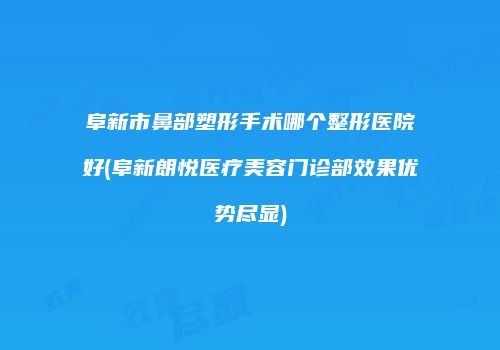 阜新市鼻部塑形手术哪个整形医院好(阜新朗悦医疗美容门诊部效果优势尽显)
