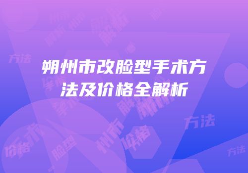 朔州市改脸型手术方法及价格全解析