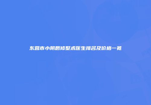 东营市小阴唇修整术医生排名及价格一览