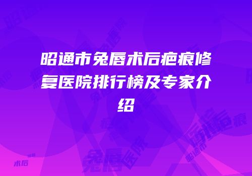 昭通市兔唇术后疤痕修复医院排行榜及专家介绍