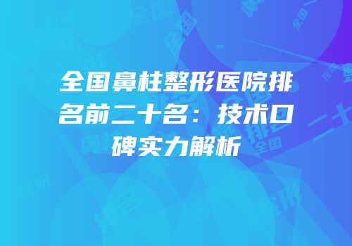 全国鼻柱整形医院排名前二十名：技术口碑实力解析