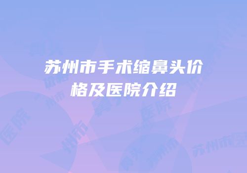 苏州市手术缩鼻头价格及医院介绍