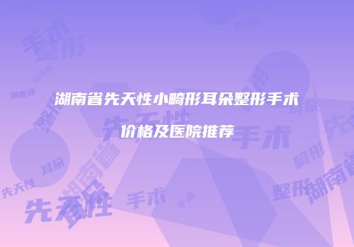 湖南省先天性小畸形耳朵整形手术价格及医院推荐