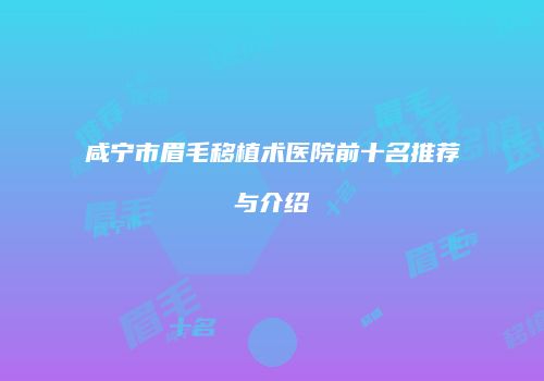 咸宁市眉毛移植术医院前十名推荐与介绍