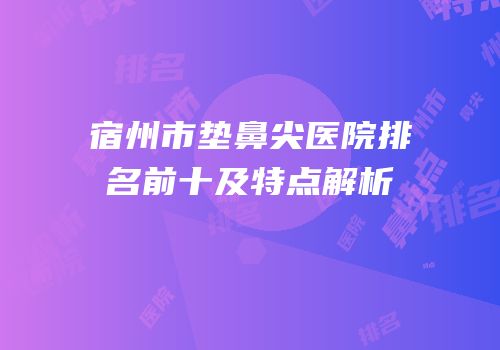 宿州市垫鼻尖医院排名前十及特点解析