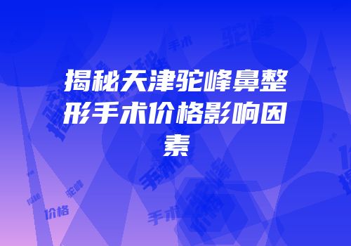 揭秘天津驼峰鼻整形手术价格影响因素