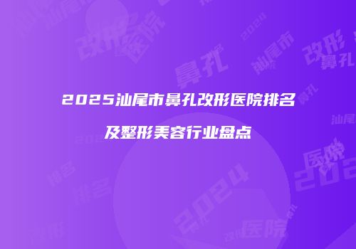 2025汕尾市鼻孔改形医院排名及整形美容行业盘点