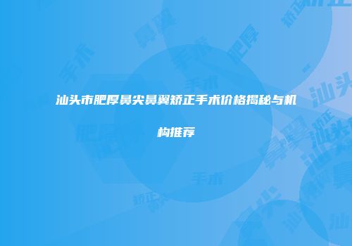 汕头市肥厚鼻尖鼻翼矫正手术价格揭秘与机构推荐