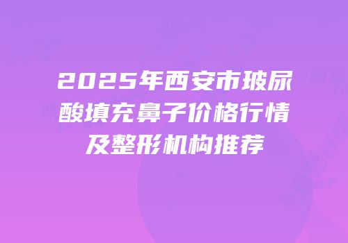 2025年西安市玻尿酸填充鼻子价格行情及整形机构推荐