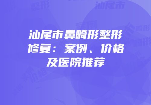 汕尾市鼻畸形整形修复：案例、价格及医院推荐