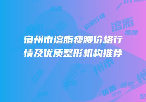 宿州市溶脂瘦腰价格行情及优质整形机构推荐