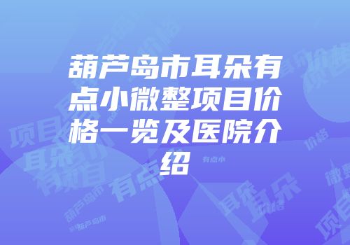 葫芦岛市耳朵有点小微整项目价格一览及医院介绍