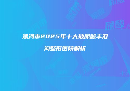 漯河市2025年十大玻尿酸丰泪沟整形医院解析
