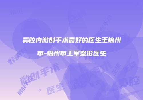 鼻腔内微创手术最好的医生王锦州市-锦州市王军整形医生