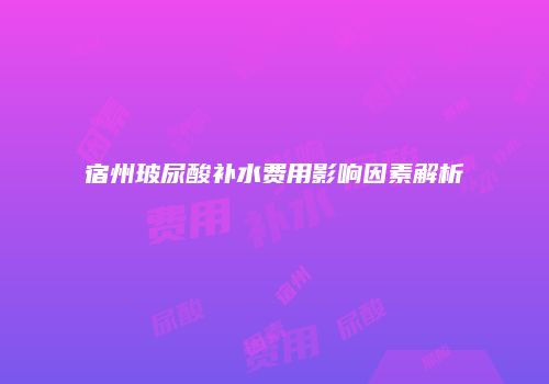 宿州玻尿酸补水费用影响因素解析
