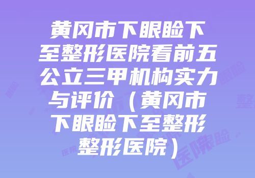 黄冈市下眼睑下至整形医院看前五公立三甲机构实力与评价（黄冈市下眼睑下至整形整形医院）