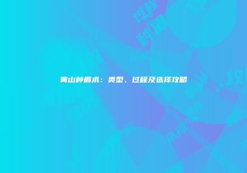 黄山种眉术：类型、过程及选择攻略