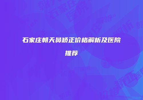 石家庄朝天鼻矫正价格解析及医院推荐