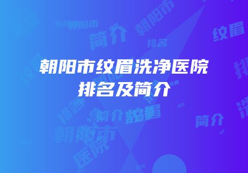朝阳市纹眉洗净医院排名及简介