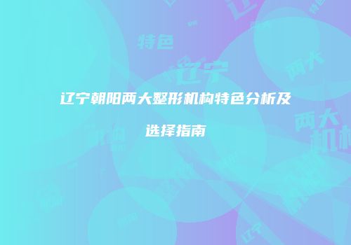 辽宁朝阳两大整形机构特色分析及选择指南