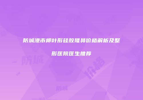 防城港市柳叶形硅胶隆鼻价格解析及整形医院医生推荐
